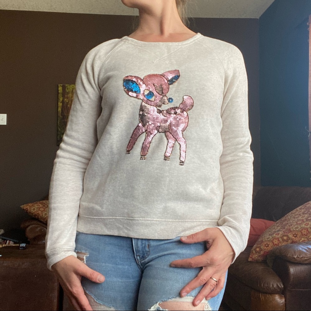 American Eagle Sequin Deer Sweater